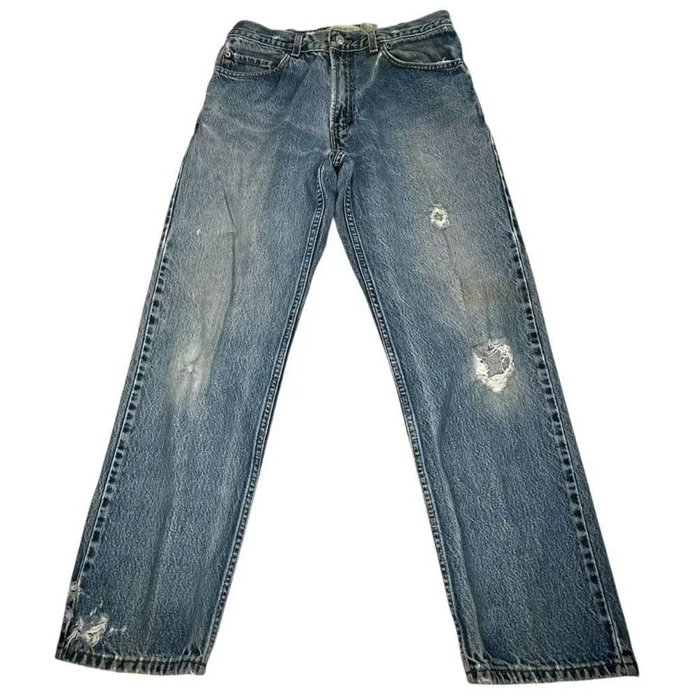 2003 Vintage Levis 505 Jeans Men’s Size 34x32 Red Tab MADE IN USA Distressed